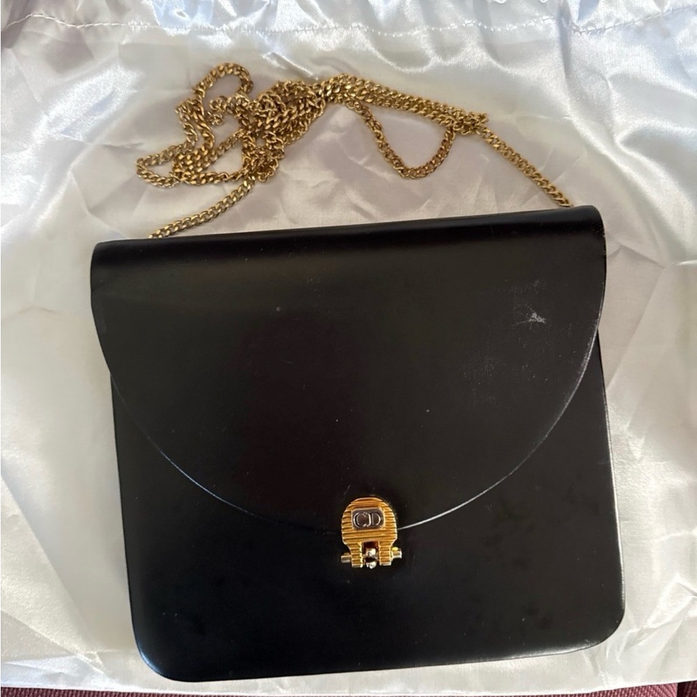 Dior Black Clutch with Gold Chain